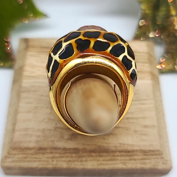 KJL Kenneth Jay Lane Vintage Enamel & Swarovski Crystal Leopard Cocktail ring 💍 - Picture 12 of 13